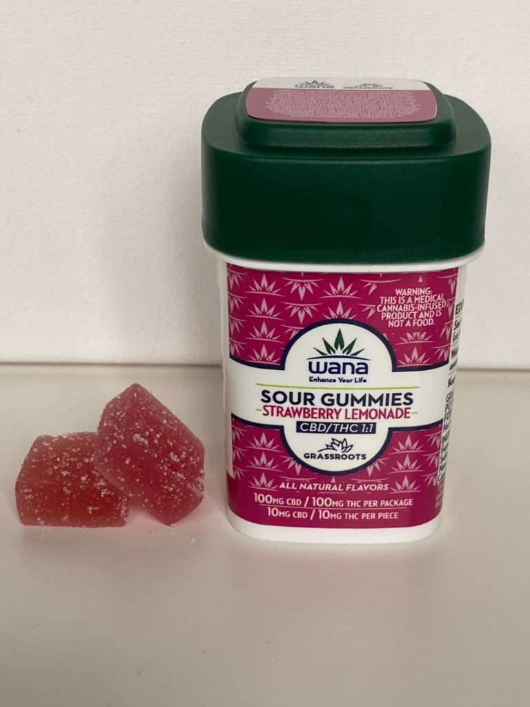 Wana Strawberry Lemonade 1:1 CBD/THC Sour Gummies